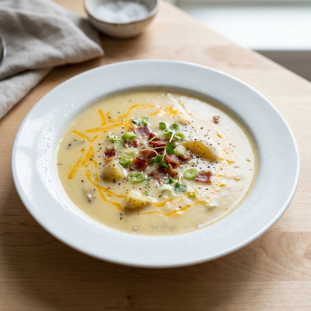 Creamy Potato Soup with Crispy Bacon