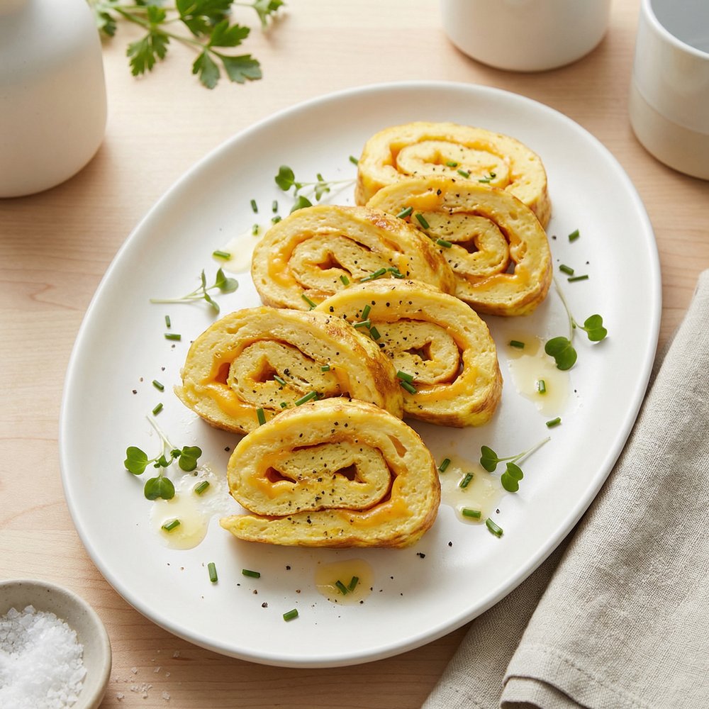 Rolled Baked Omelet with Cheddar