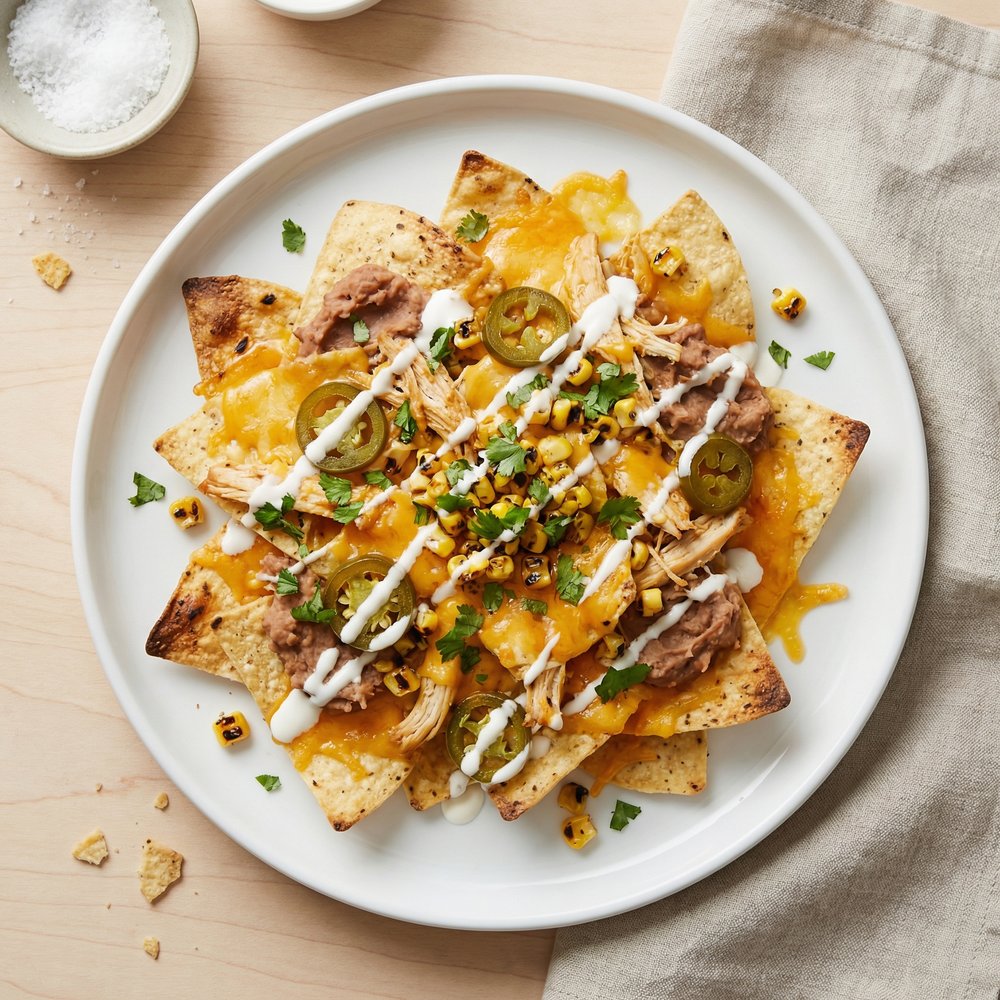Chicken Nachos with Refried Beans