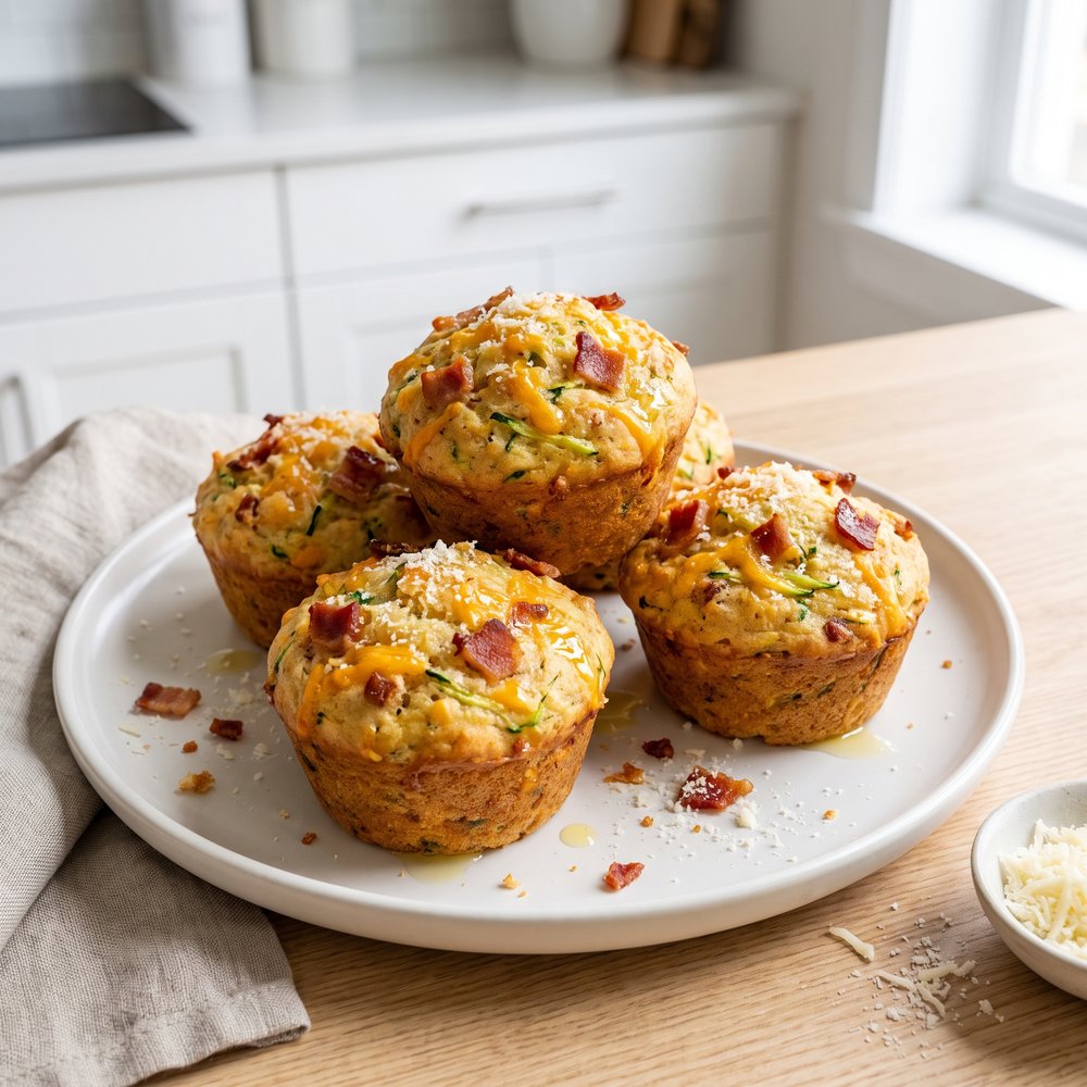 Cheddar Zucchini Bacon Muffins