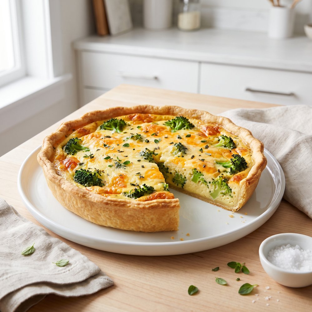 Cheddar and Broccoli Quiche