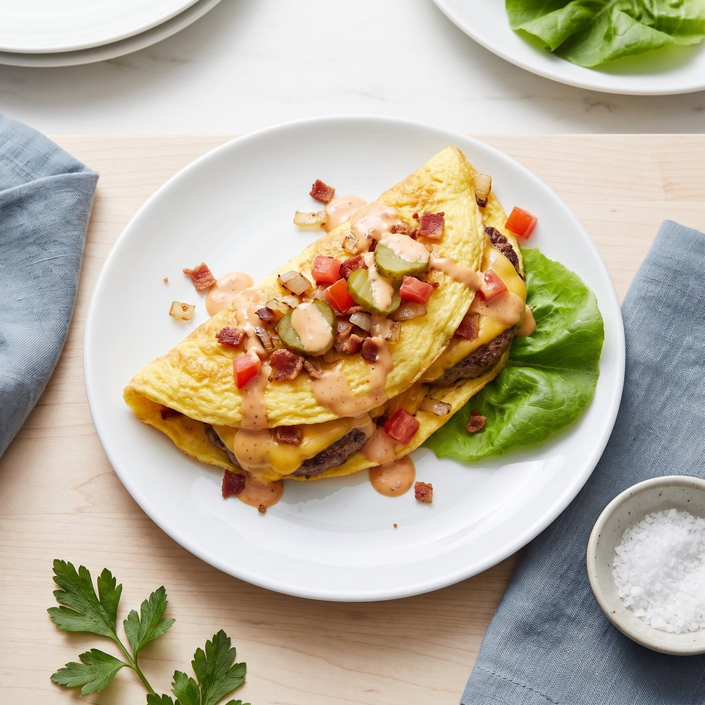 Cheeseburger Bacon Omelet