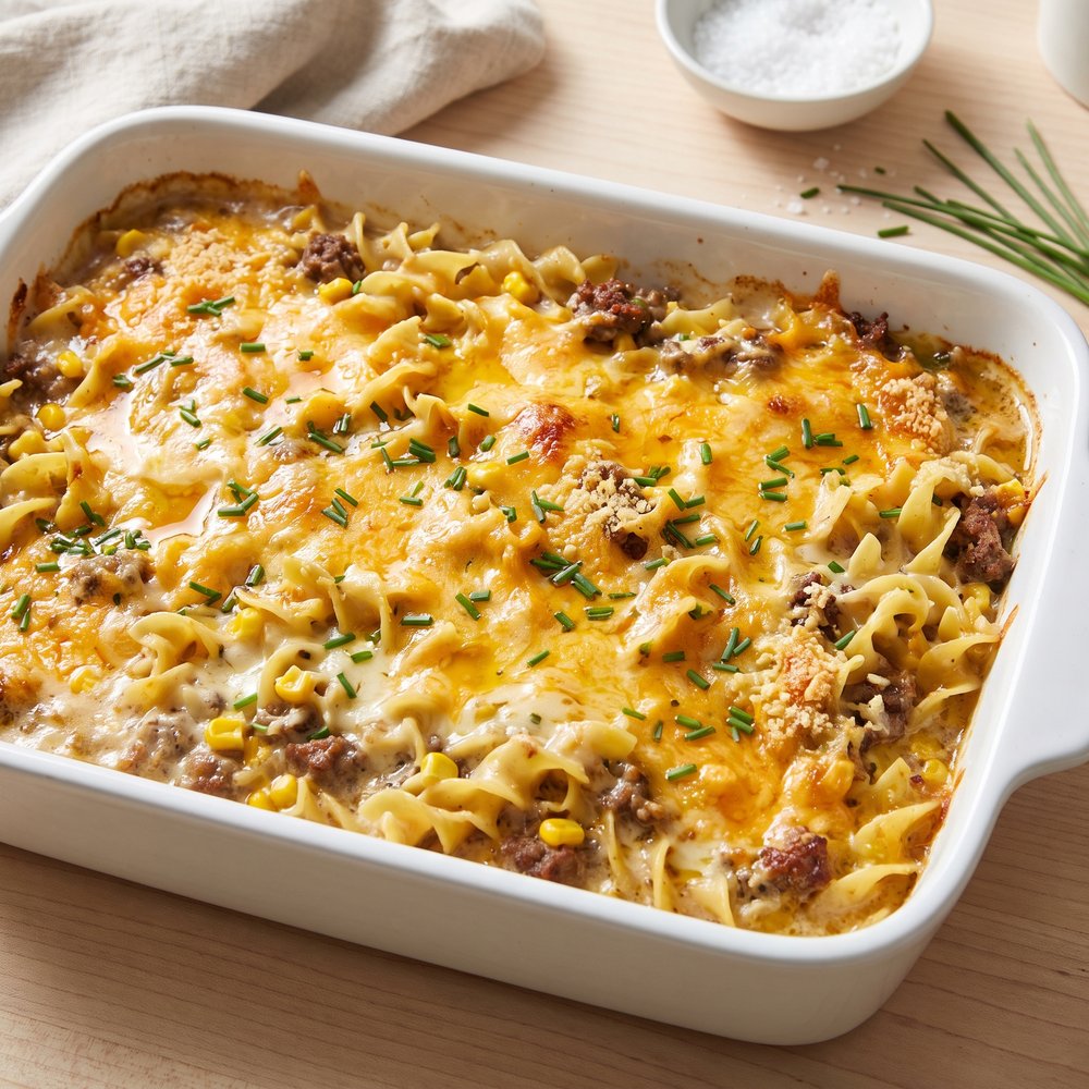 Cheesy Beef and Noodle Bake
