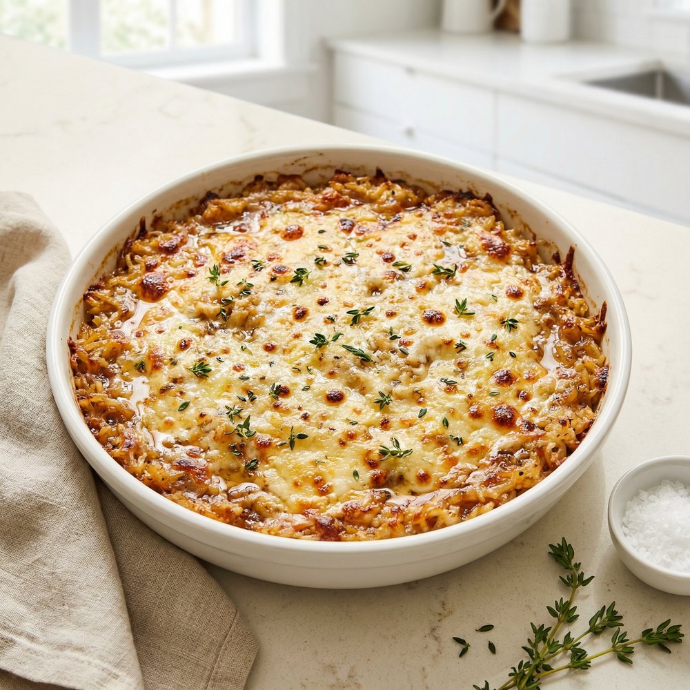 Baked French Onion Soup–Style Rice