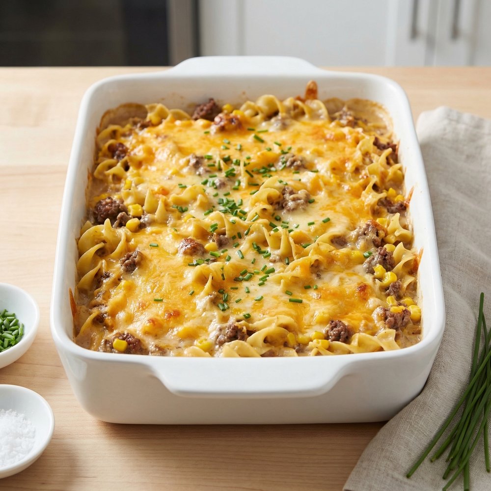 Cheesy Beef and Noodle Bake