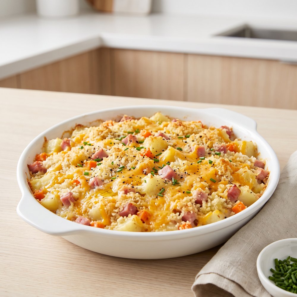 Cheesy Ham and Potato Bake