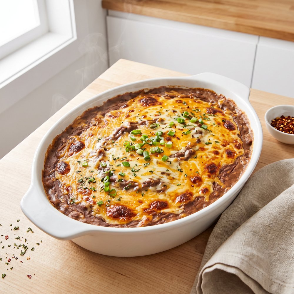 Cheesy Hot Refried Bean Party Dip