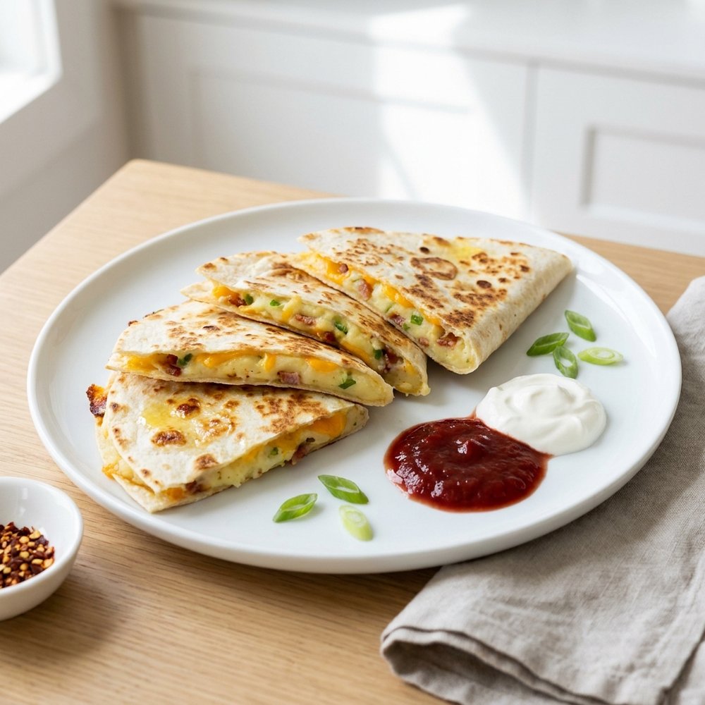 Cheesy Mashed Potato and Bacon Quesadillas