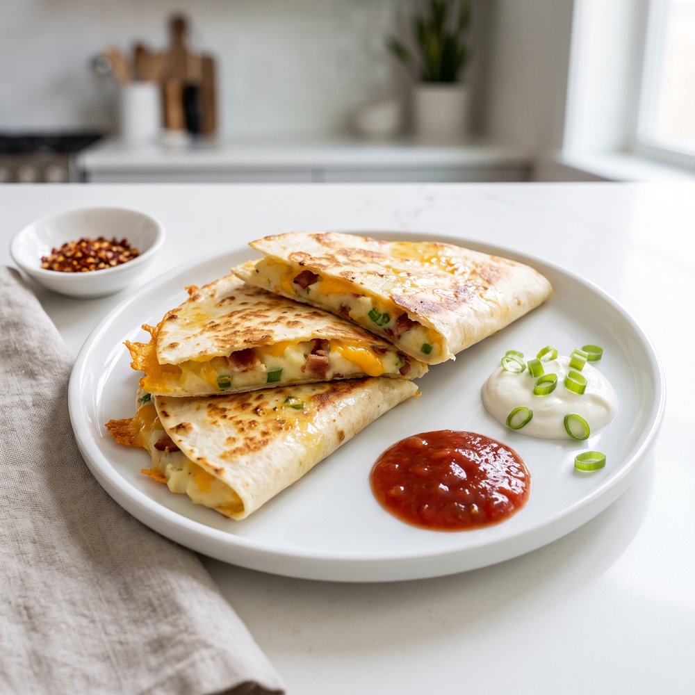 Cheesy Mashed Potato and Bacon Quesadillas