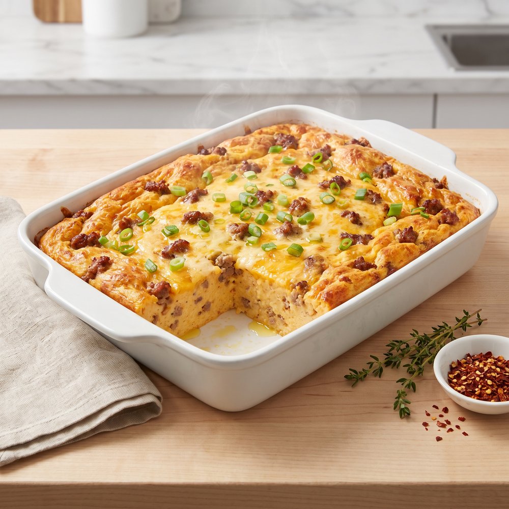 Cheesy Sausage Grits Bake