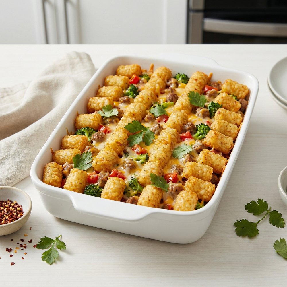 Hearty Tater Tot Bake with Sausage and Veggies
