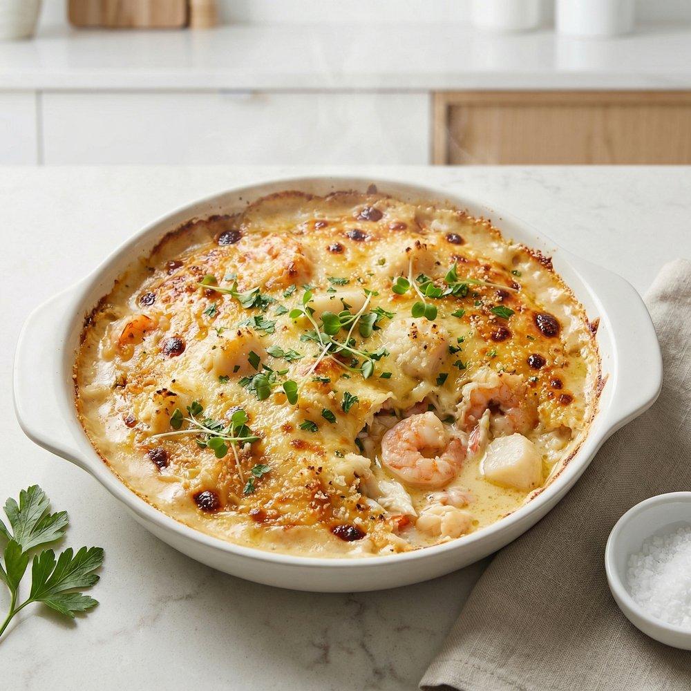 Creamy Baked Seafood Gratin