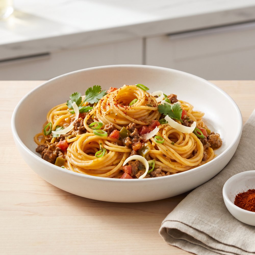 Cheesy Taco-Inspired Pasta Skillet