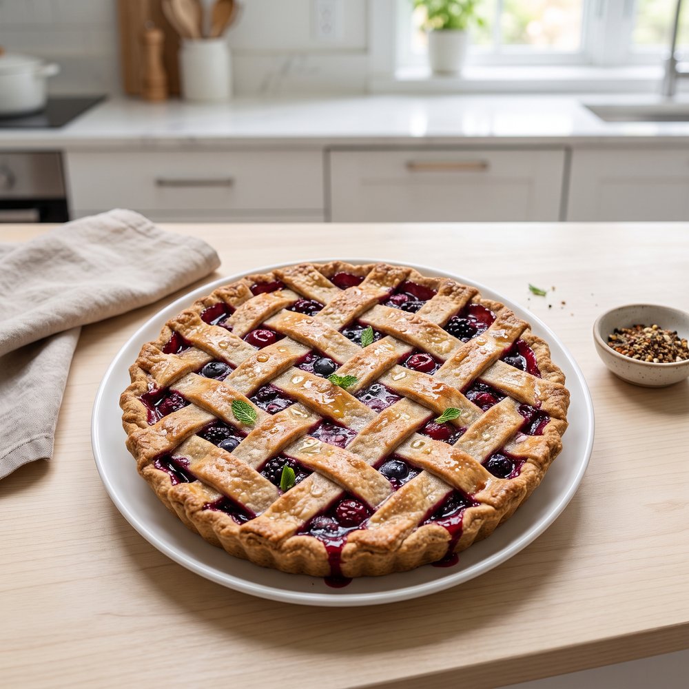 Cherry Berry Pie with Whole Wheat Pie Crust