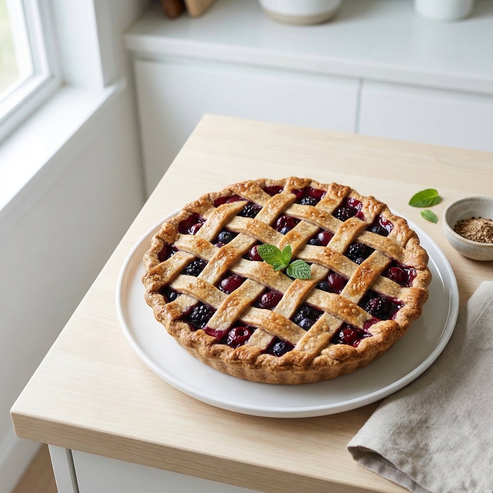 Cherry Berry Pie with Whole Wheat Pie Crust