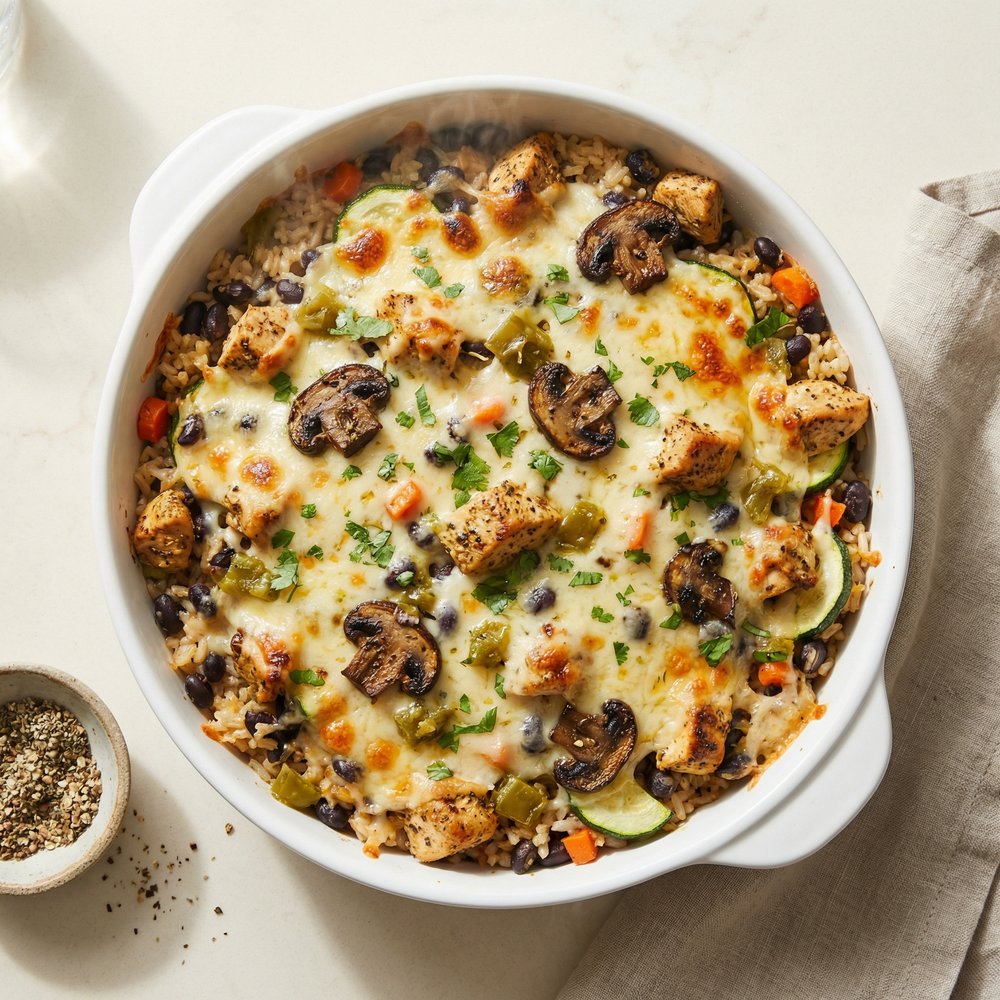 Black Bean and Brown Rice Chicken Bake