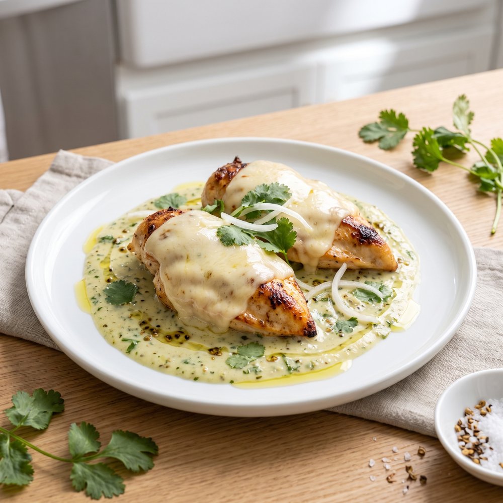 Chicken Breasts with Creamy Tomatillo Sauce