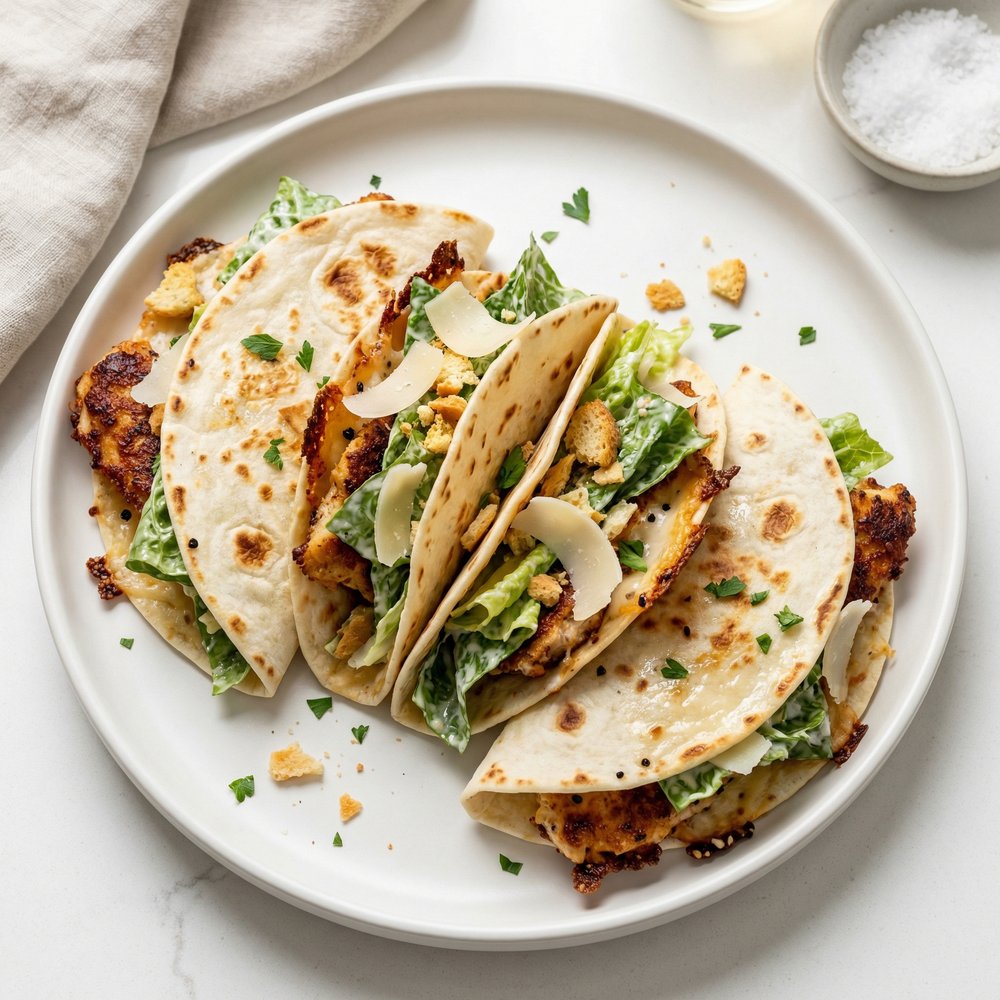 Caesar Chicken Smashed Street Tacos