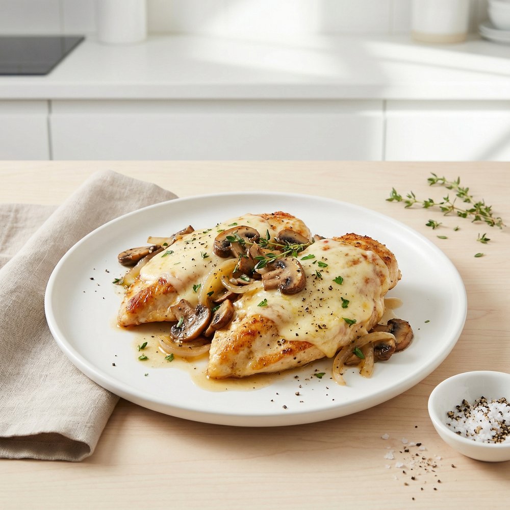 Chicken Gruyere with Sauteed Mushrooms