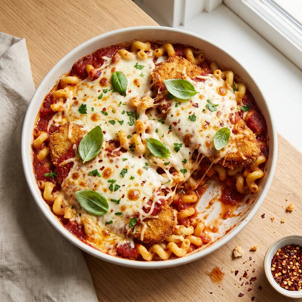 Chicken Parmesan Pasta Casserole