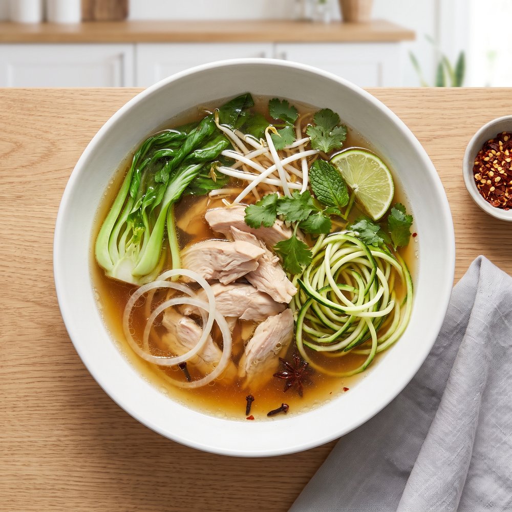 Chicken Pho with Zucchini Noodles