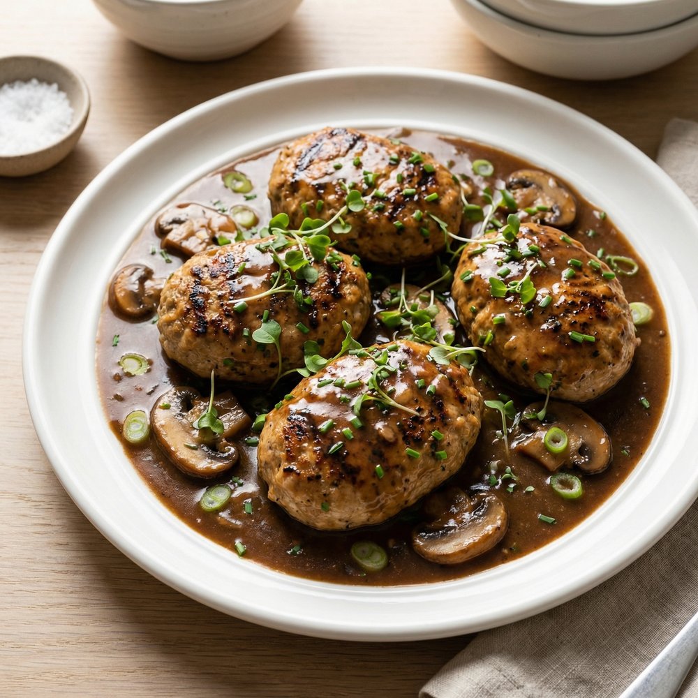 Chicken Salisbury Patties with Mushroom Gravy