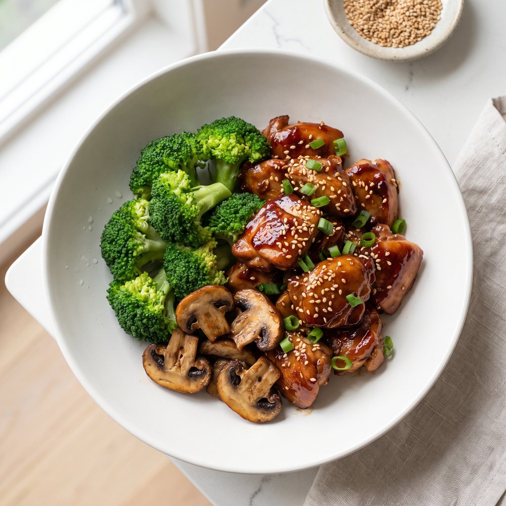 Chicken Teriyaki with Broccoli and Mushrooms