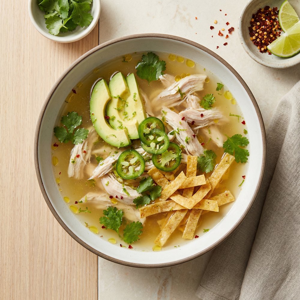 Avocado Soup with Chicken and Lime
