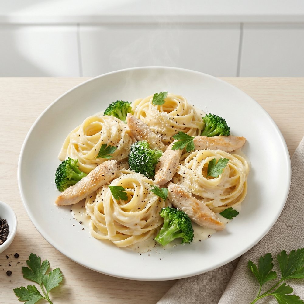 Fettuccine Alfredo with Chicken and Broccoli