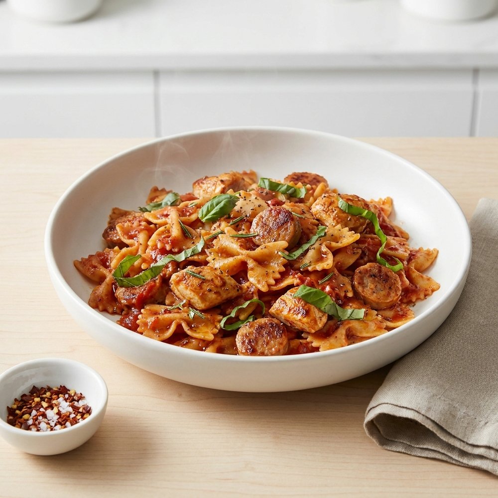 Chicken and Sausage with Bowties