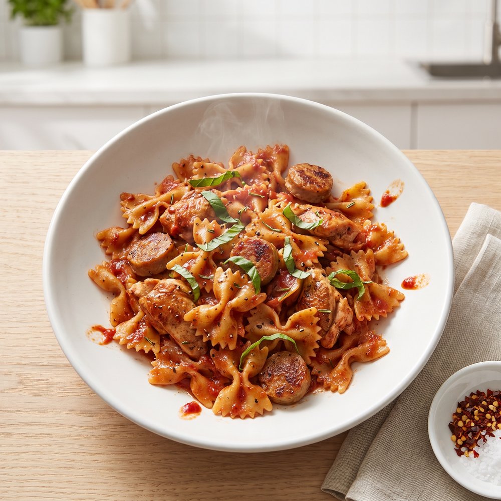 Chicken and Sausage with Bowties