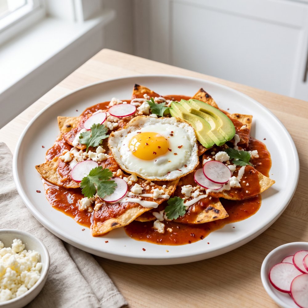 Chilaquiles with Bright Tomato-Chile Sauce