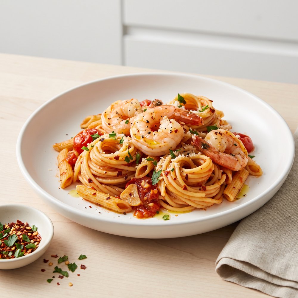 Chili-Kissed Shrimp Scampi with Tomatoes