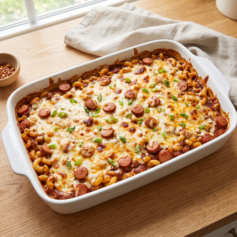 Chili Dog Mac and Cheese