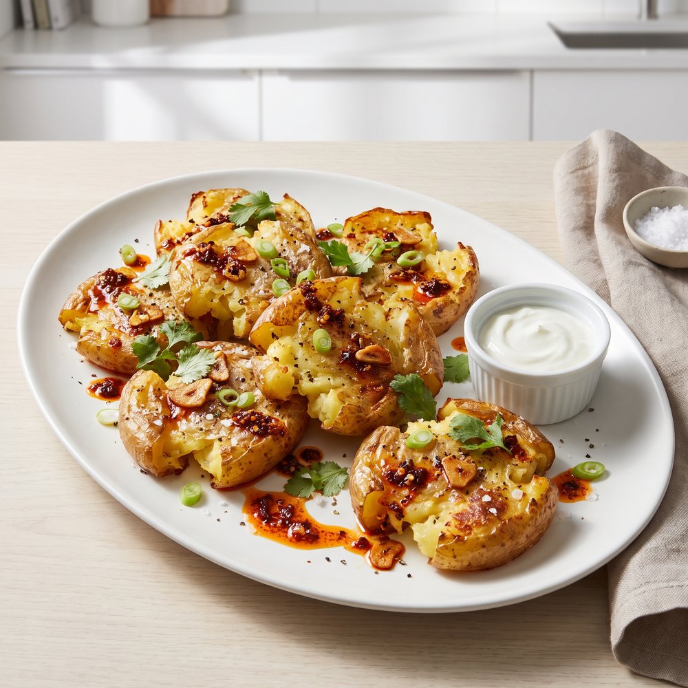 Chili Oil Smashed Potatoes