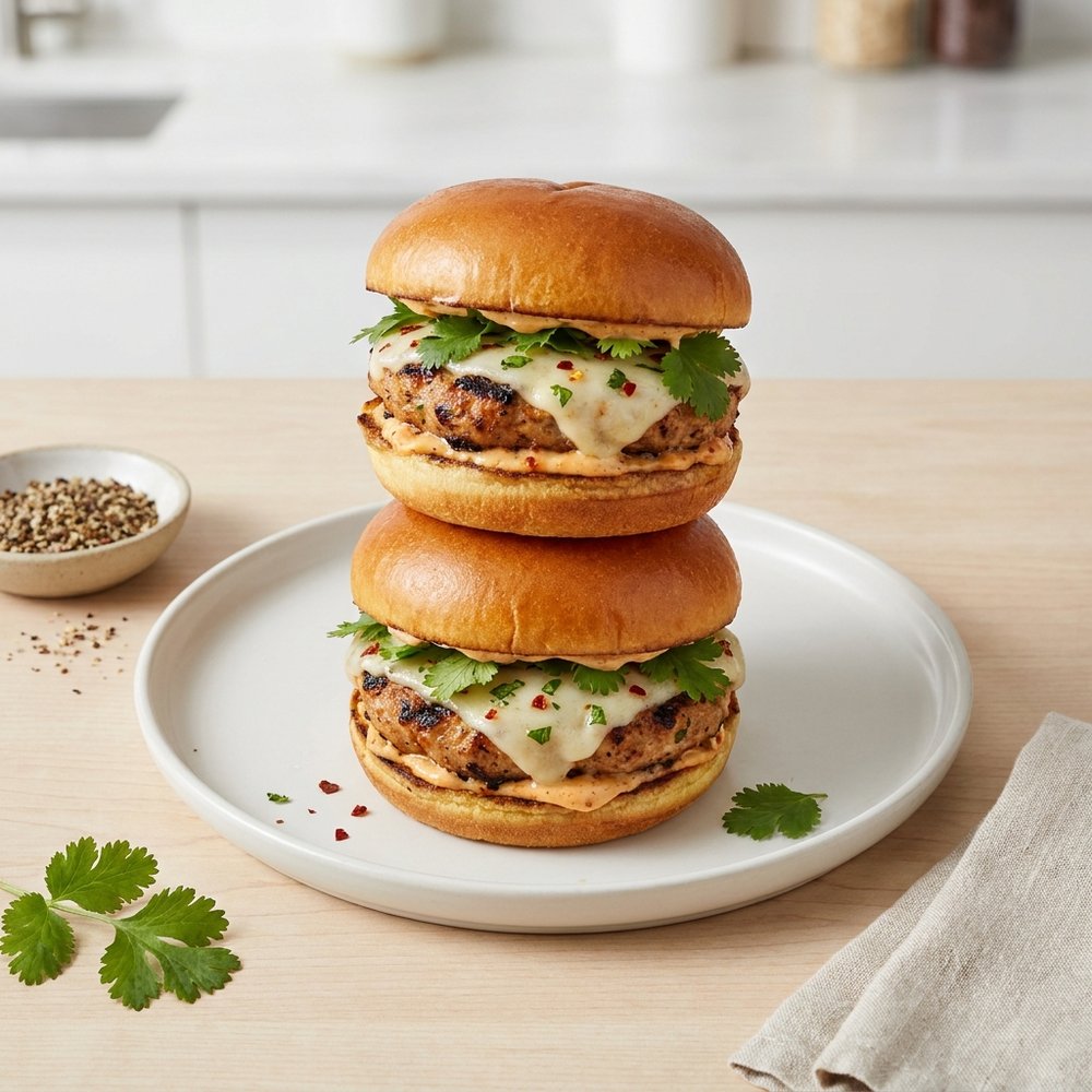 Chipotle-Spiced Turkey Burgers with Mozzarella