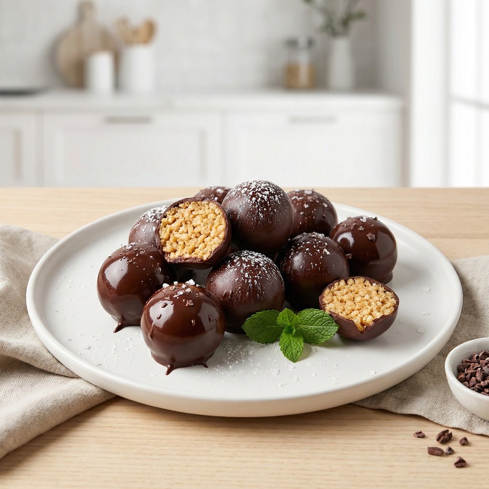 Chocolate-Dipped Peanut Butter Crispy Balls