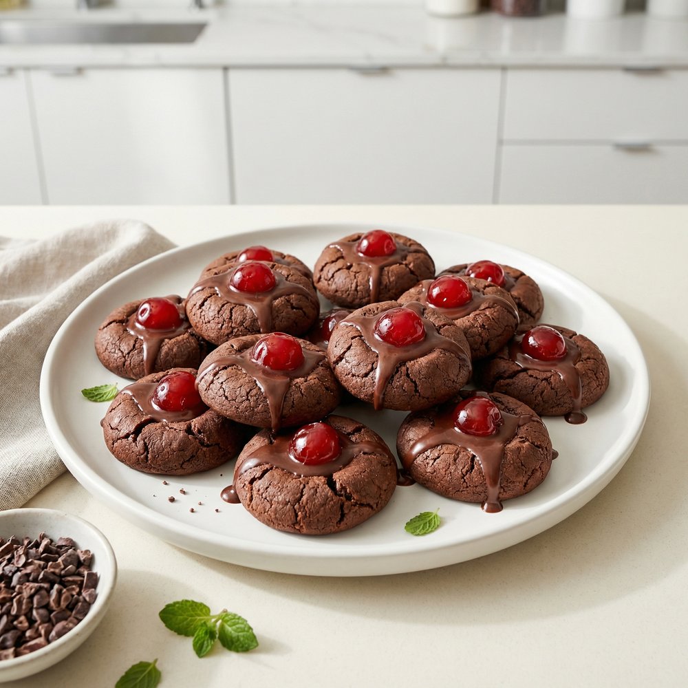 Cherry-Topped Chocolate Cookies