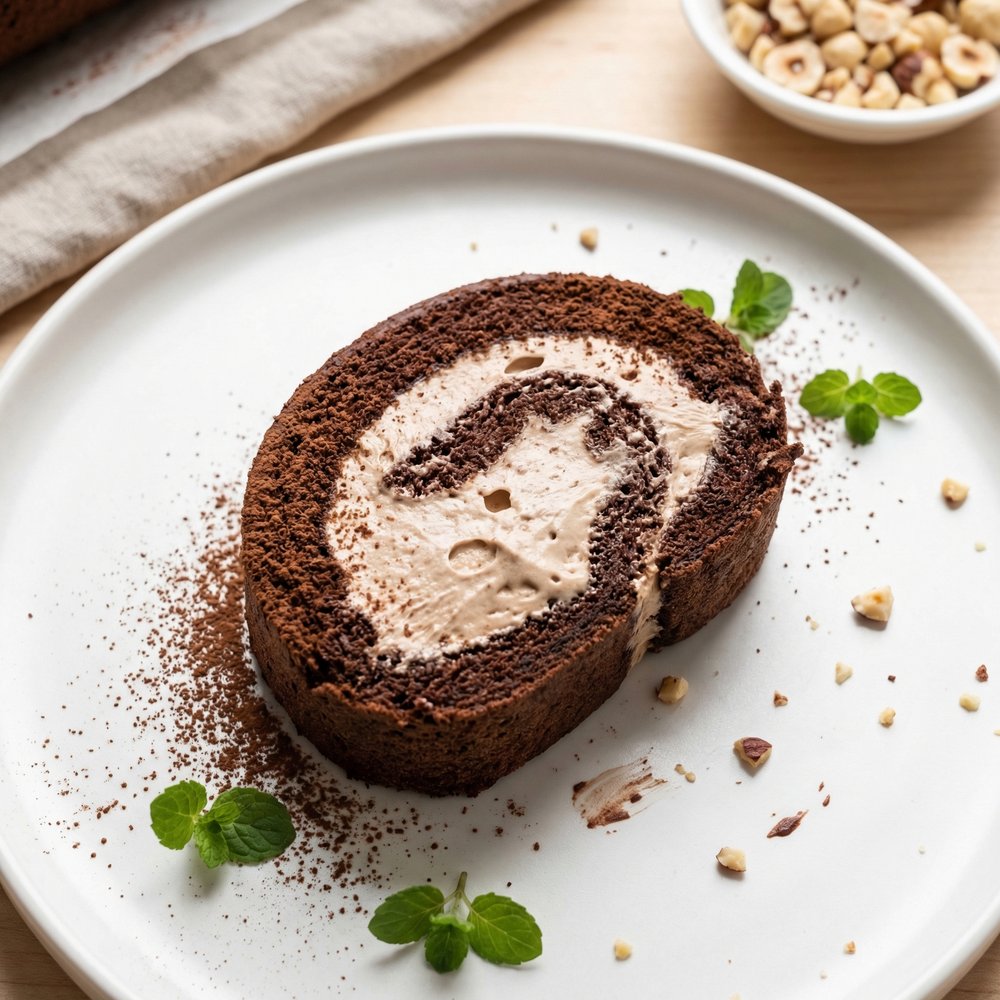 Chocolate Hazelnut Swiss Roll Cake