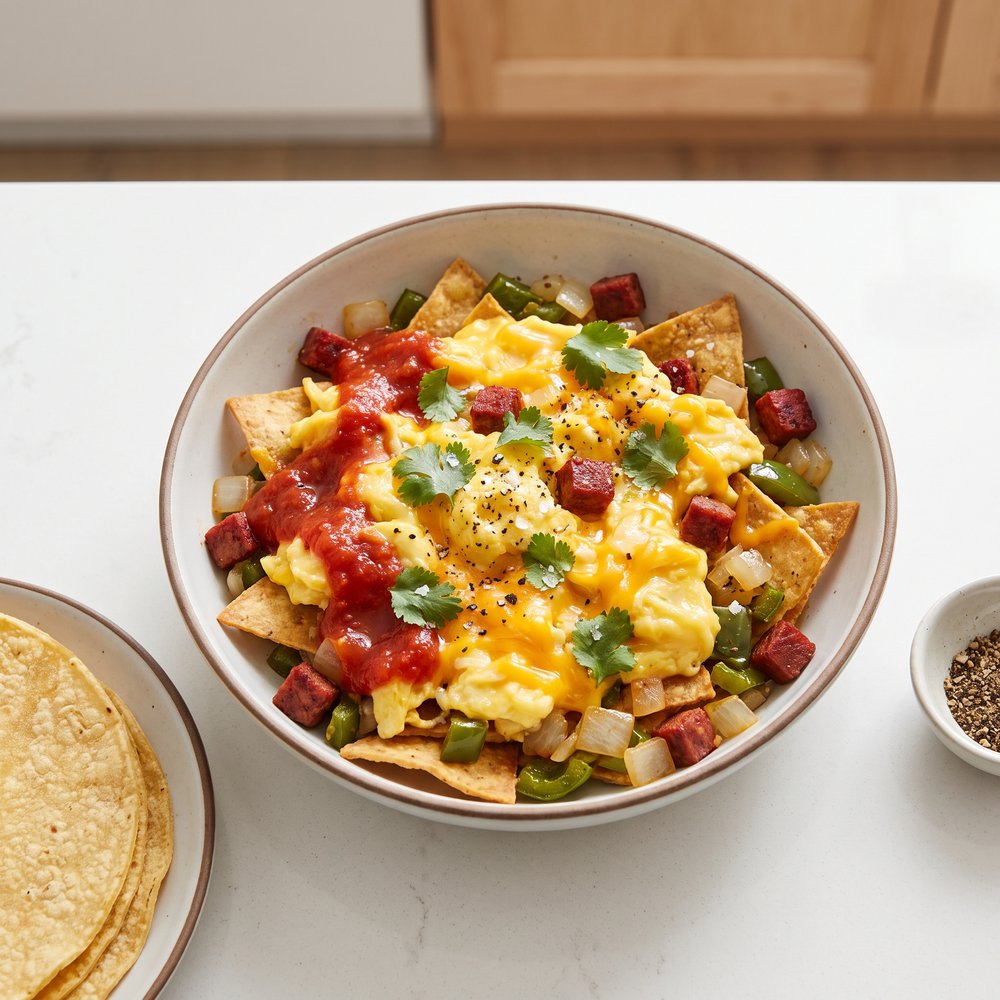 Chorizo Migas Breakfast Scramble