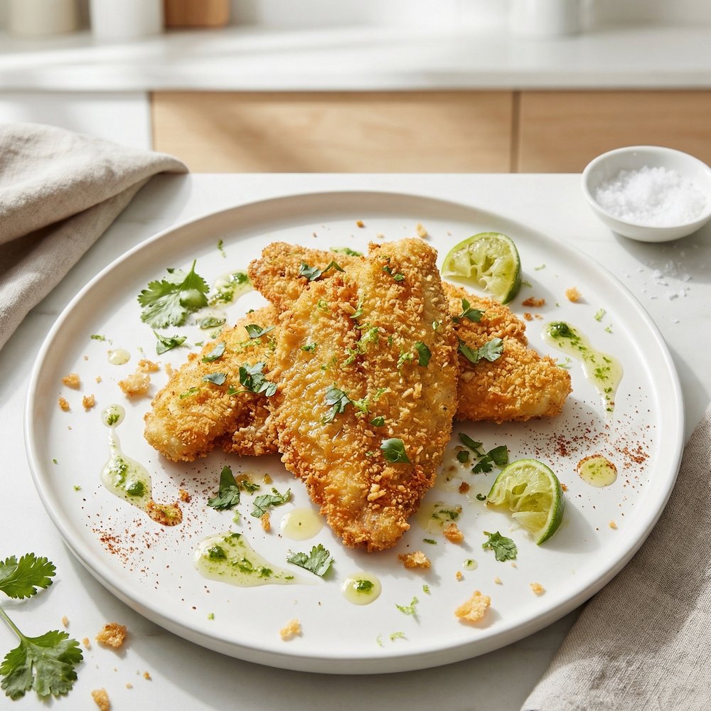 Crispy Panko Tilapia with Lime and Cilantro