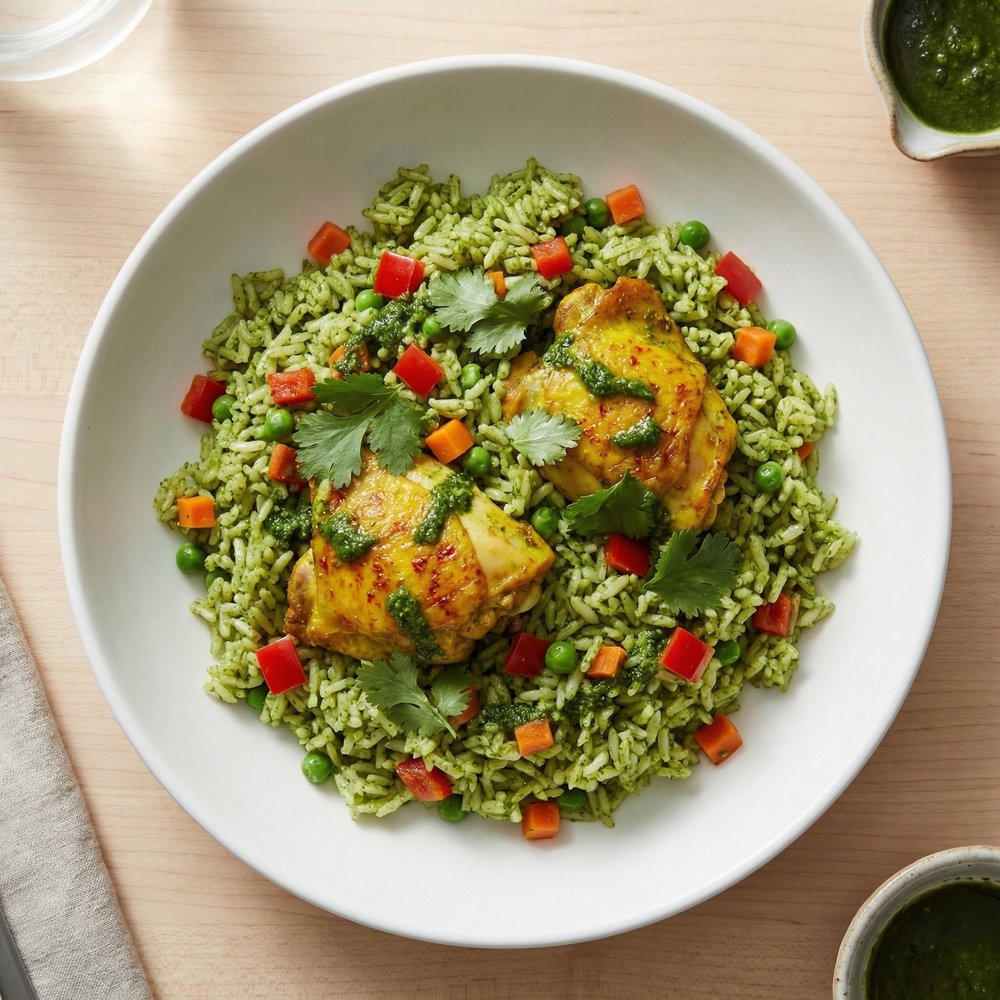 Peruvian-Style Chicken with Cilantro Rice (Arroz con Pollo) (2000 kcal OMAD)