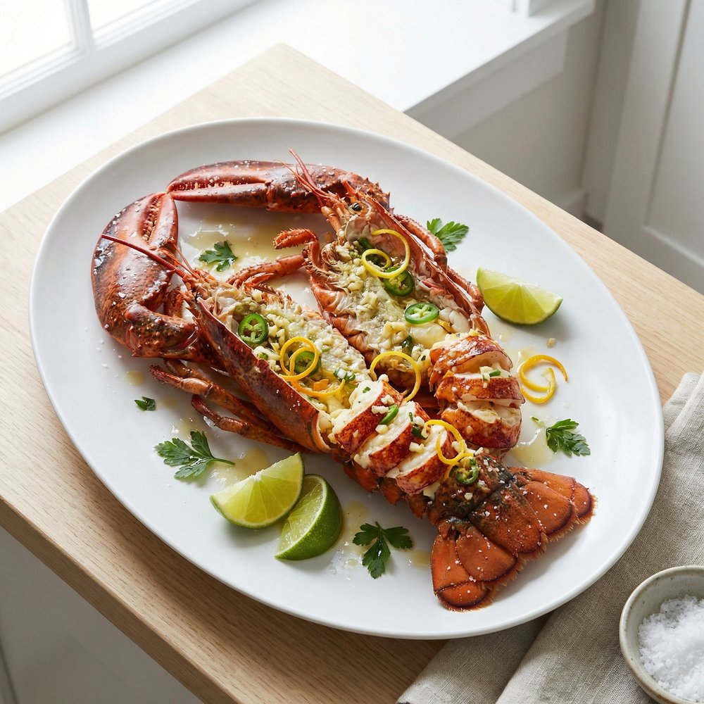 Classic Boiled Lobster with Citrus-Spice Broth