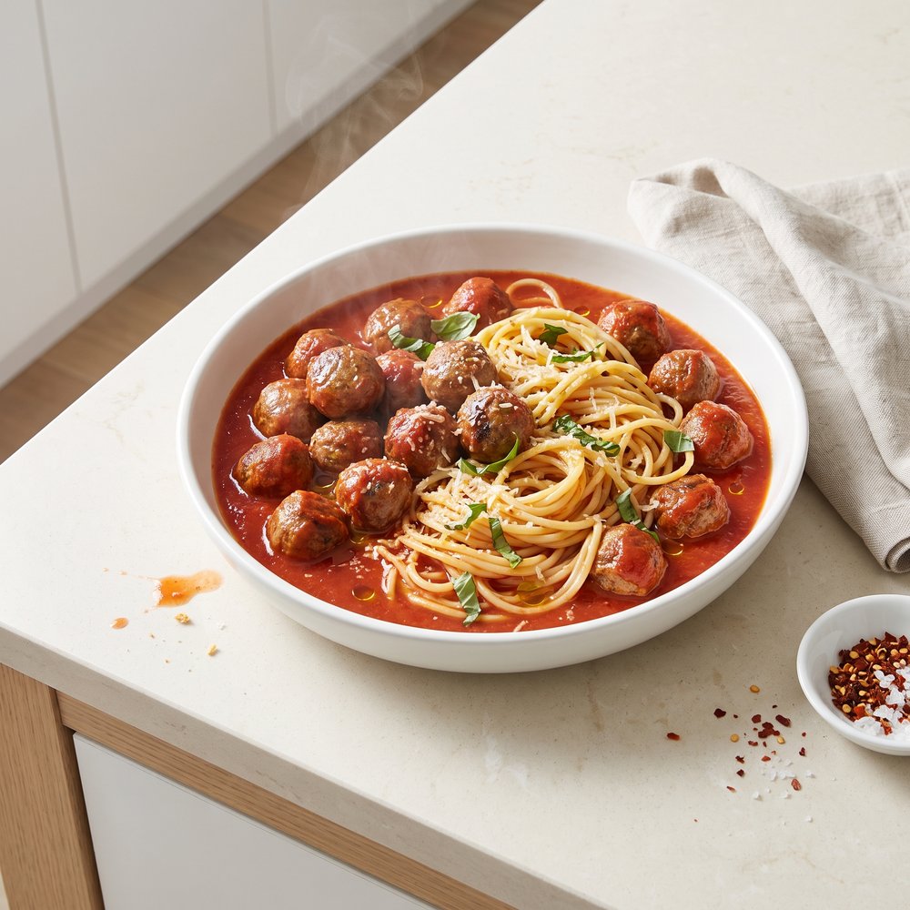 Classic Italian Meatballs in Tomato Spaghetti Sauce