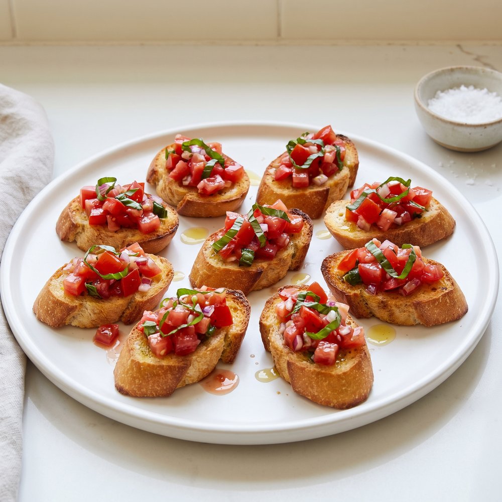 Classic Tomato Basil Bruschetta Bites