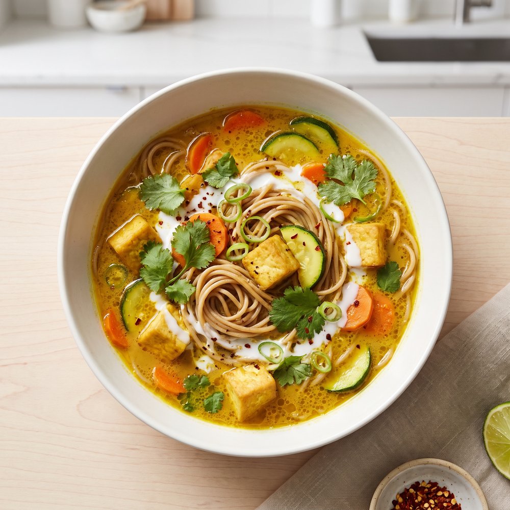 Coconut Curry Noodle Soup with Tofu