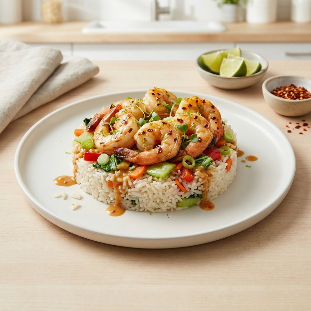 Lime-Chile Shrimp with Coconut and Rice