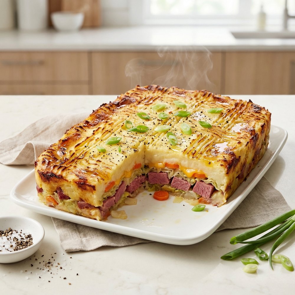 Shepherd’s Pie with Corned Beef and Cabbage