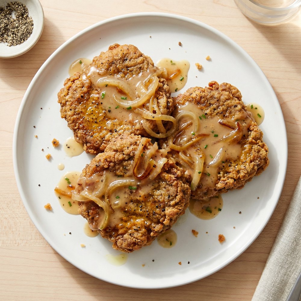 Chicken-Fried Cube Steaks with Vidalia Onion Gravy