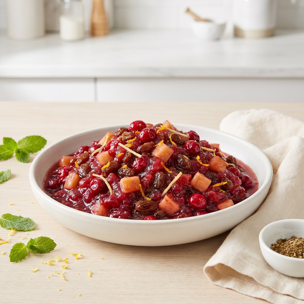 Cranberry, Apple, and Fresh Ginger Chutney